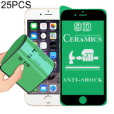 25 piezas de película de cerámica de cobertura completa con pegamento 2.5D para iPhone 6, para iPhone 6 (blanco) (25 piezas), para iPhone 6 (negro) (25 piezas)